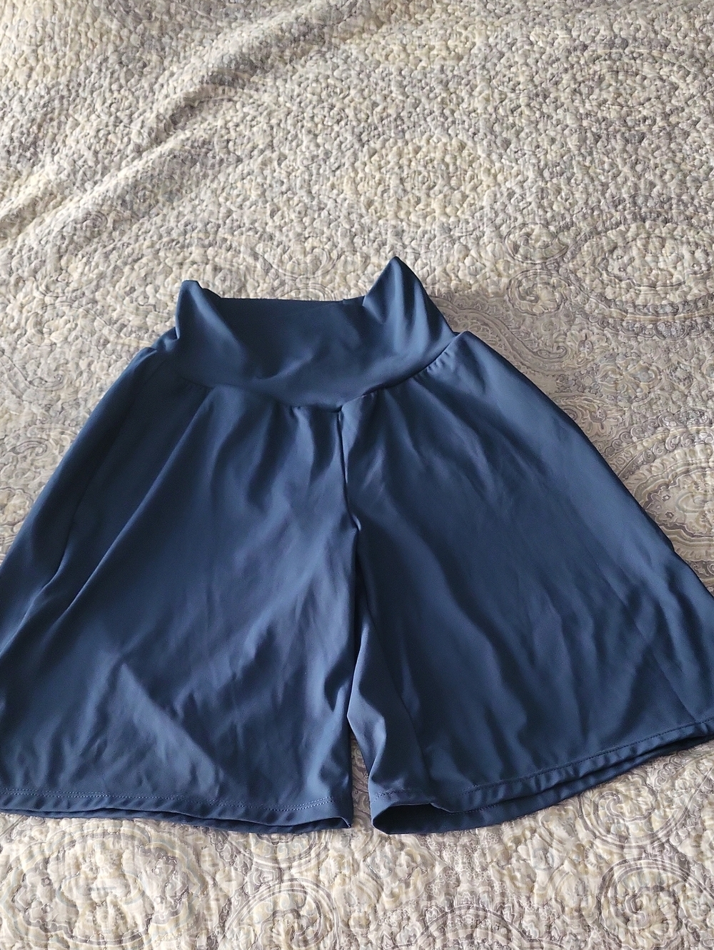 HALARA  Blue High-Rise Shorts with Wide Waistband